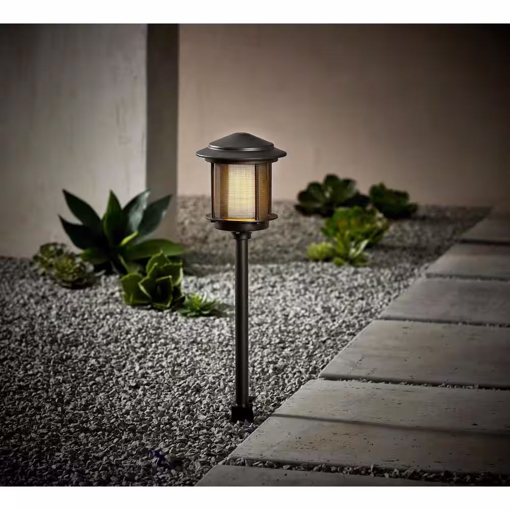 Hampton Bay Ambrose Low Voltage 2.4 Lumens Black Integrated LED Path Light with Flicker Flame Effect; Weather/Water/Rust Resistant