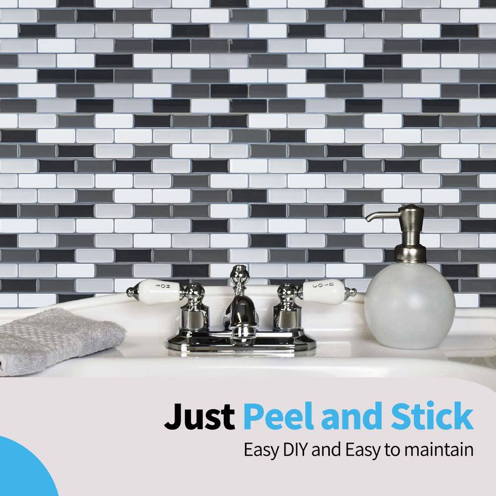 Art3dwallpanels 12 in. x 12 in. Peel and Stick Vinyl Backsplash Tile in Grey