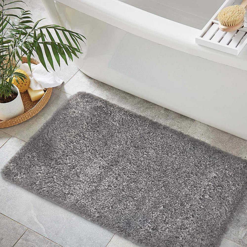 SUSSEXHOME Solid Gray Bathroom Rug, 1-Piece Bathroom Mat Set