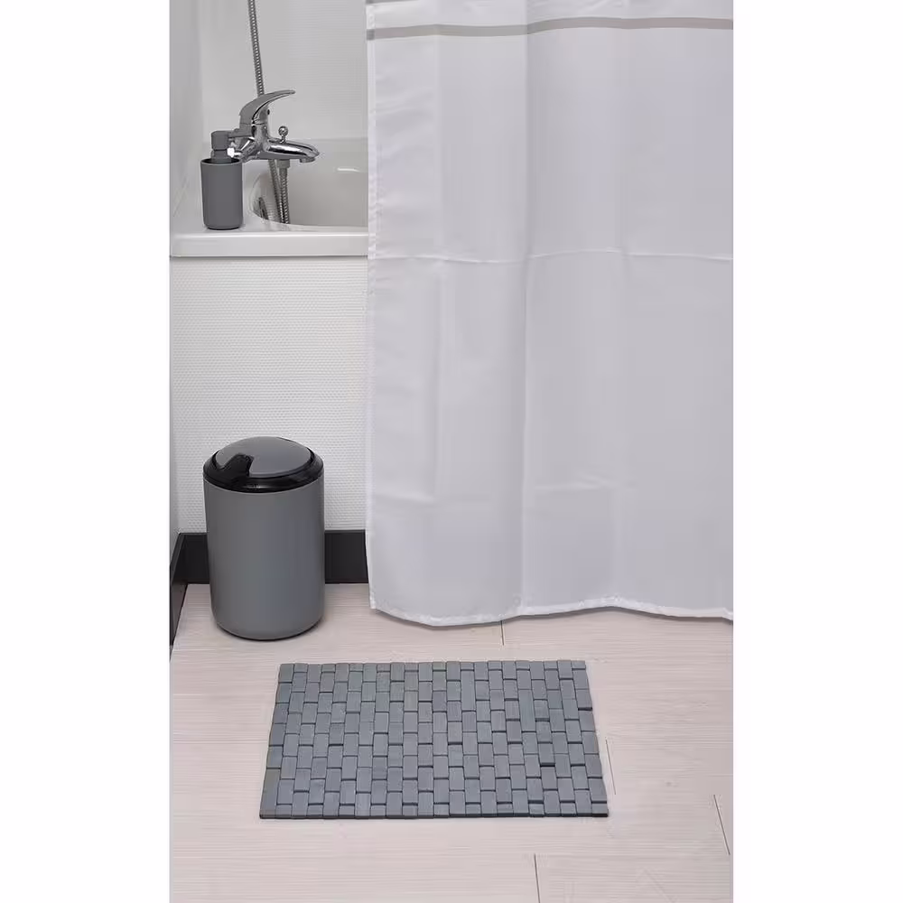 None Bath Slats Roll-Up Foldable Shower Door Rug Anti-Slippery Grey 18