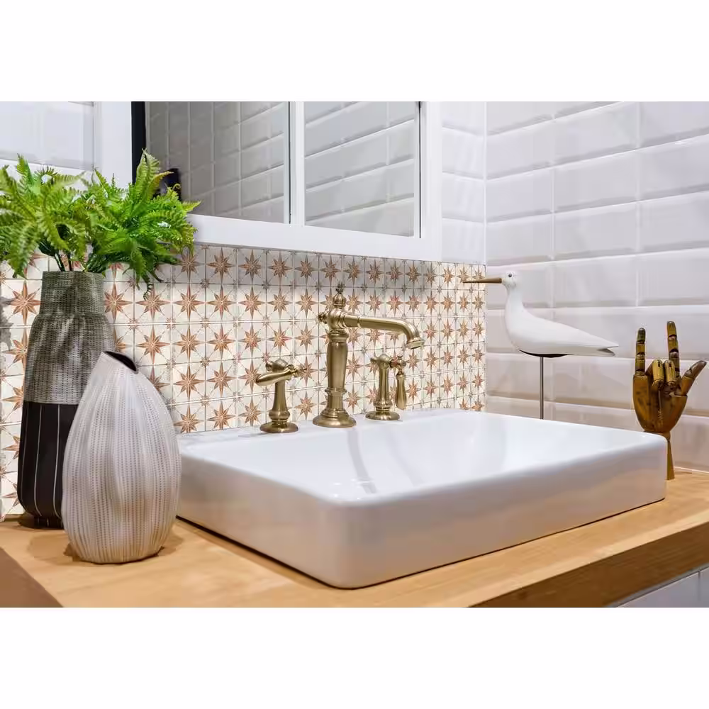 None Brown and White R2 7 in. x 7 in. Vinyl Peel and Stick Tile (24 Tiles, 8.17 sq.ft./pack)