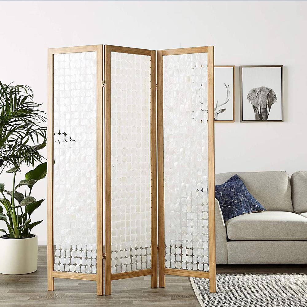 HomeRoots Mariana 71 in Handcrafted Clear Capiz Shell Screen Panel