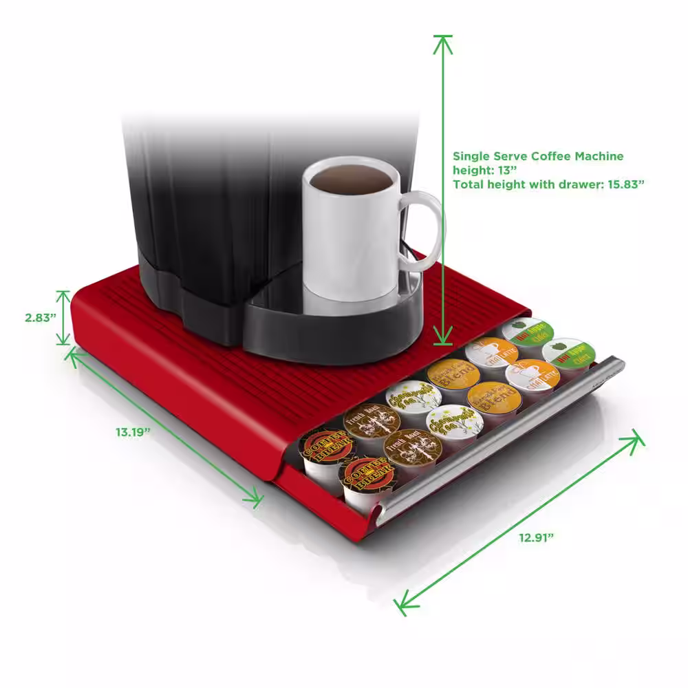 Mind Reader Hero 36-Capacity Red Coffee Pod Storage Drawer