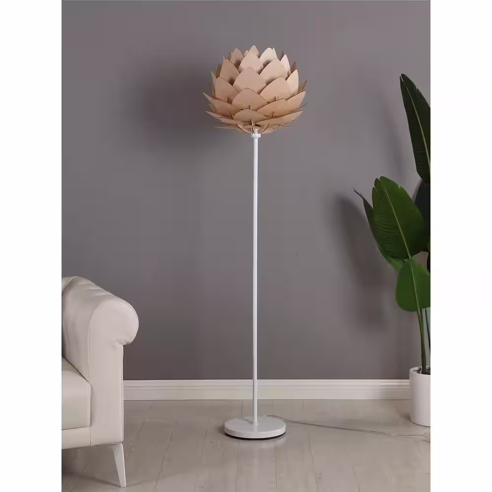 Brightech Artichoke 66 in. Wooden Shade LED Standard Floor Lamp