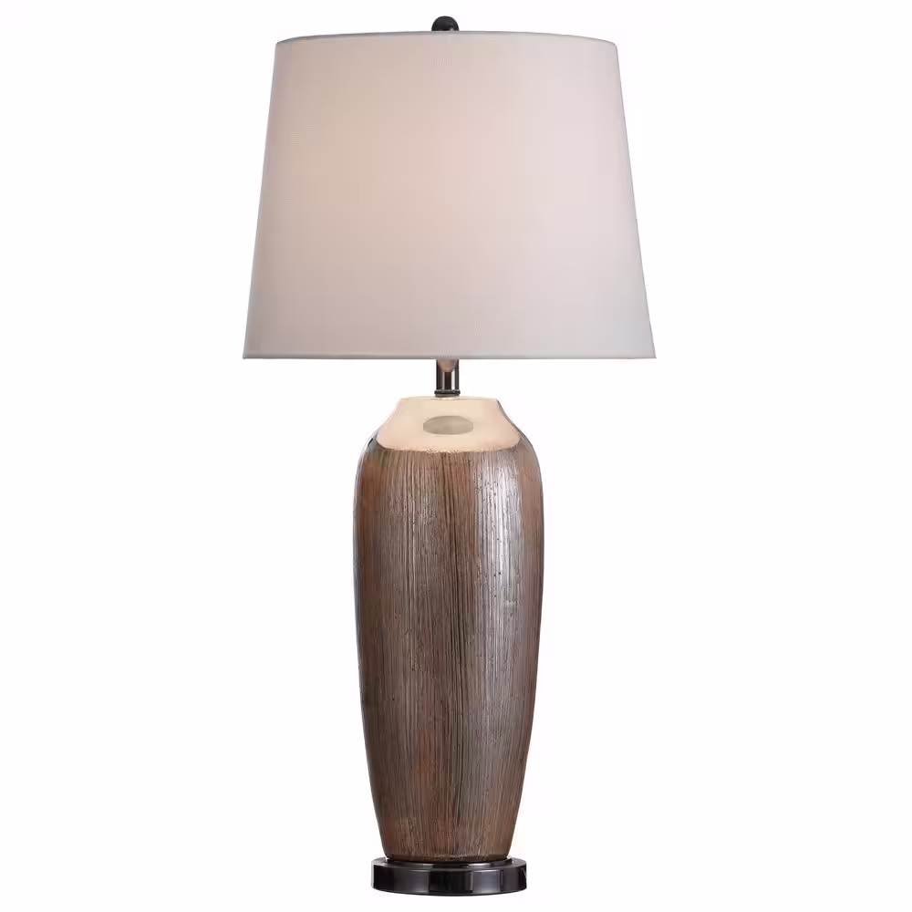 StyleCraft Calenzio 36 in. Antique Silver and Black Nickel Table Lamp
