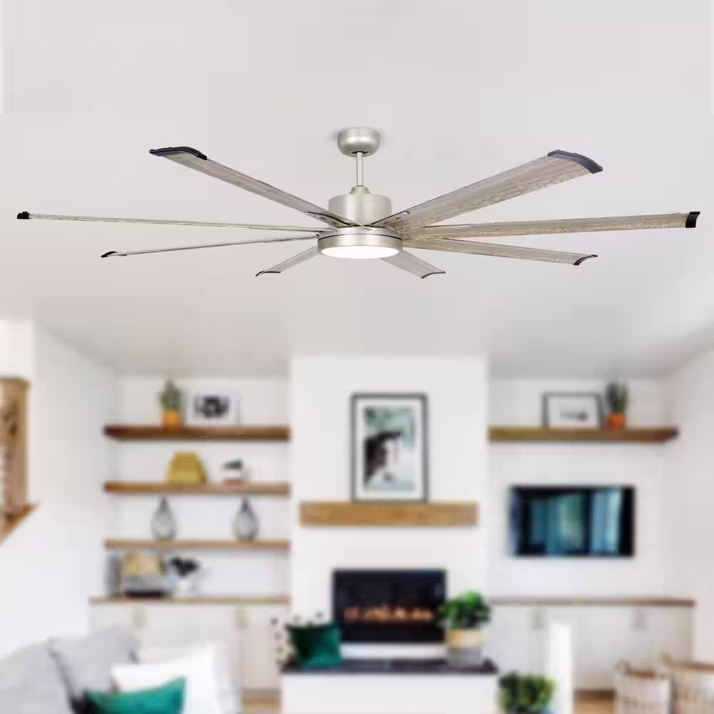 Parrot Uncle Bankston 72 in. Integrated LED Brushed Nickel Ceiling Fan with Light and Remote Control