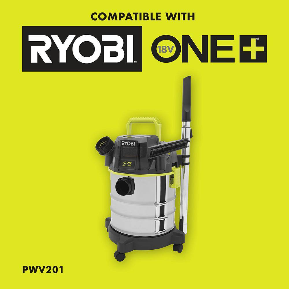 RYOBI ONE+ 4.75 Gal. Wet/Dry Vac PWV200 Accessory Kit w/ Crevice Tool, Floor Nozzle, Dust Brush, & Telescoping Extension Wand