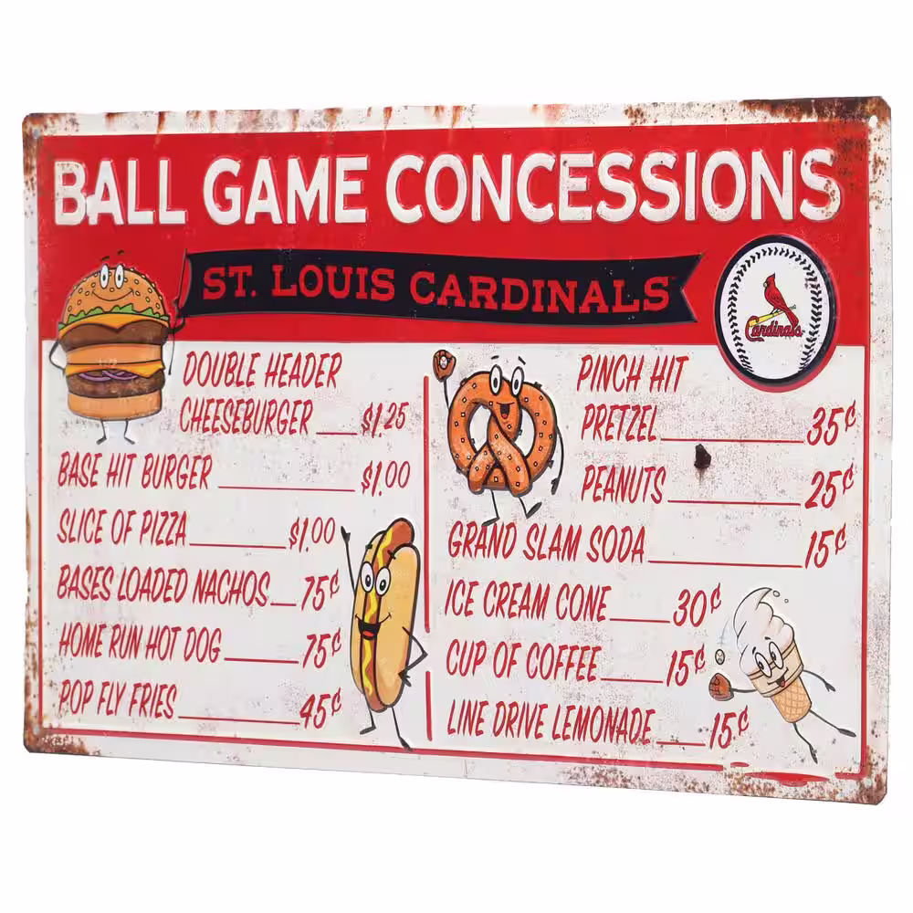 Open Road Brands St. Louis Cardinals Ball Game Concessions Metal Sign