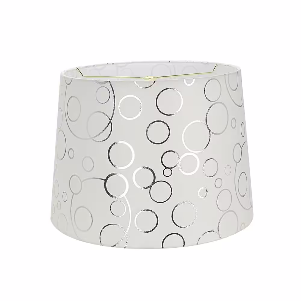 Aspen Creative Corporation 12 in. x 14 in. White with Silver Circle Pattern Hardback Empire Lamp Shade