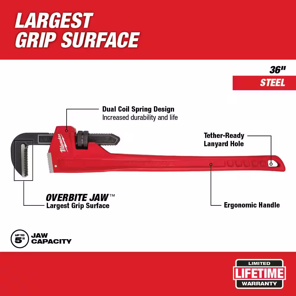 Milwaukee 36 in. Steel Pipe Wrench