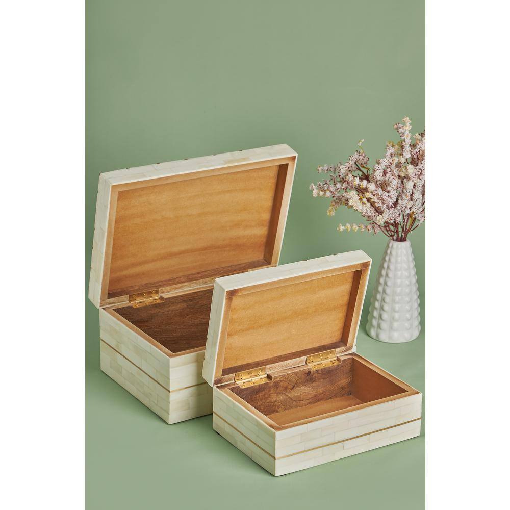 GAURI KOHLI Monaco Ivory Decorative Boxes (Set of 2)