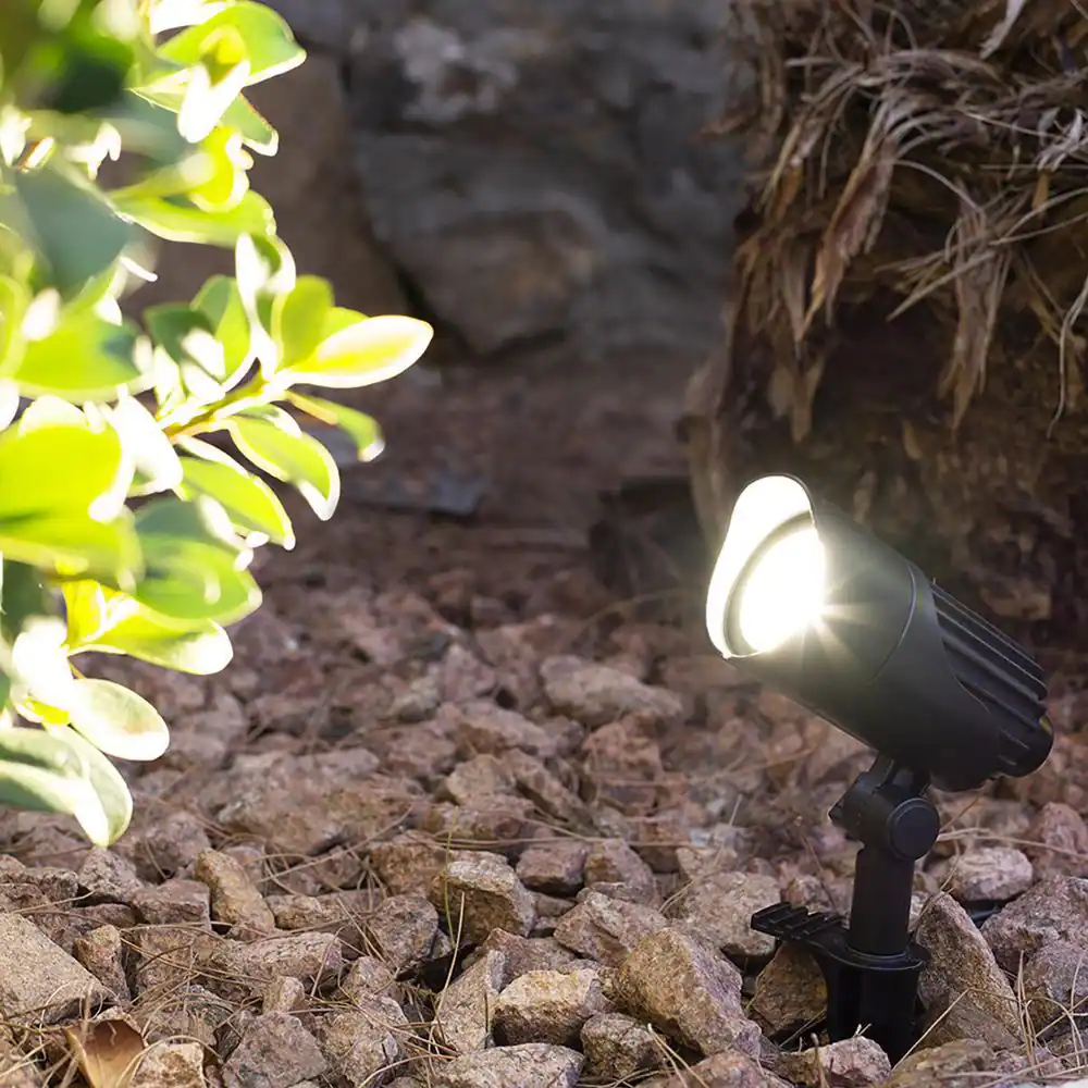 Hampton Bay Low Voltage 240 Lumens Black Integrated LED Small Spotlight with White Color Changing Technology, Weather Resistant