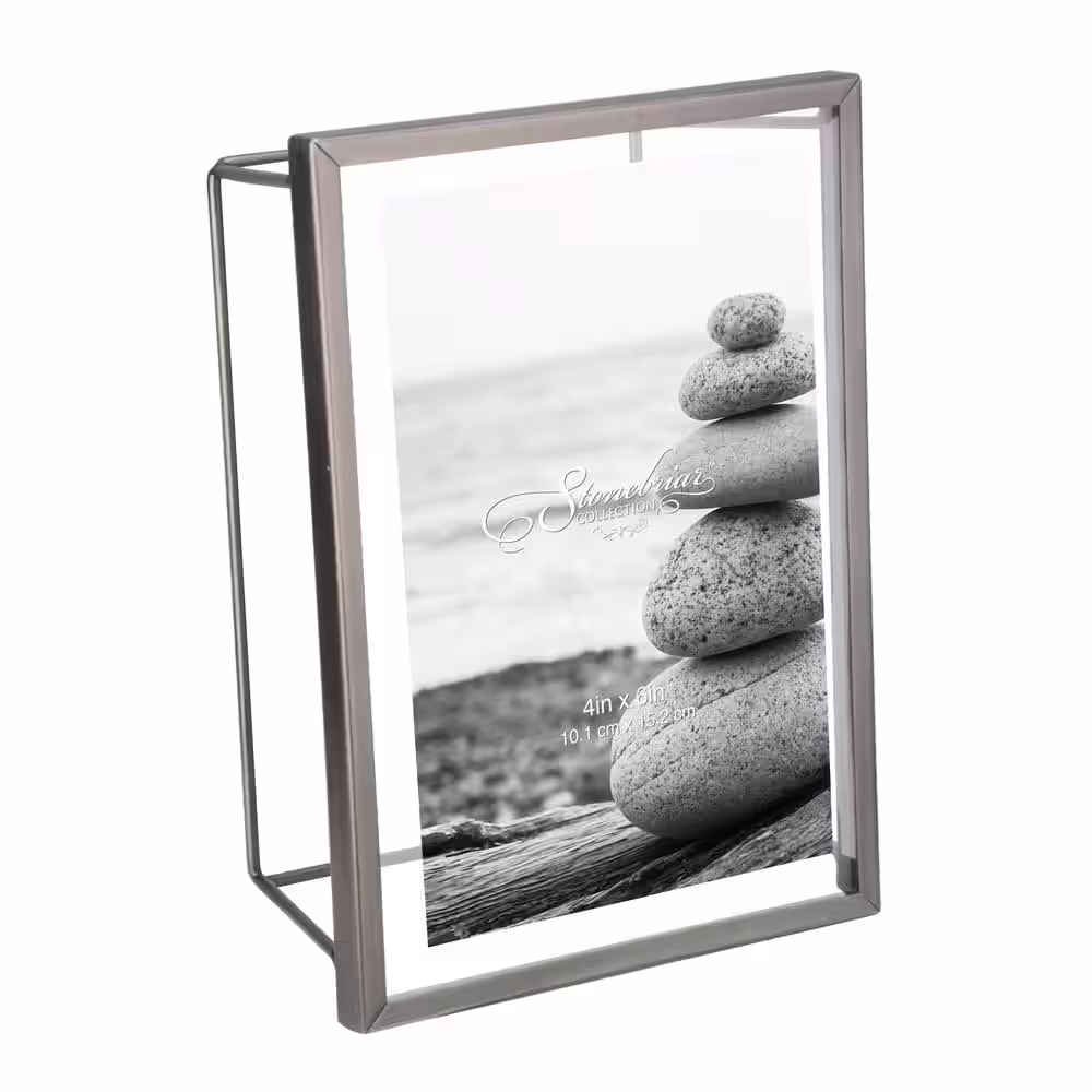 Stonebriar Collection 4 in. x 6 in. Brushed Gun Metal Picture Frame