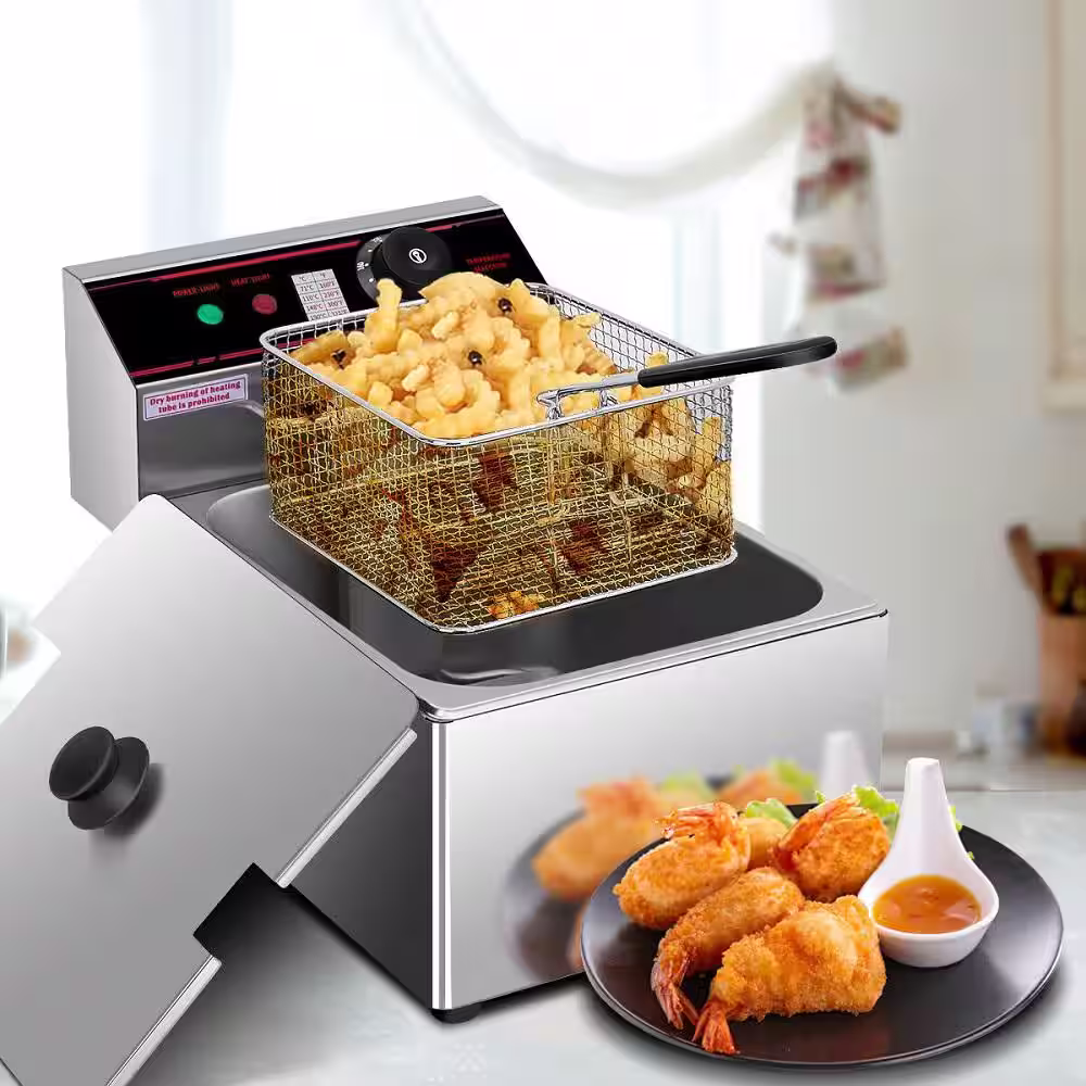 Costway 6.3 qt. Silver Deep Fryer with Multiple Safety