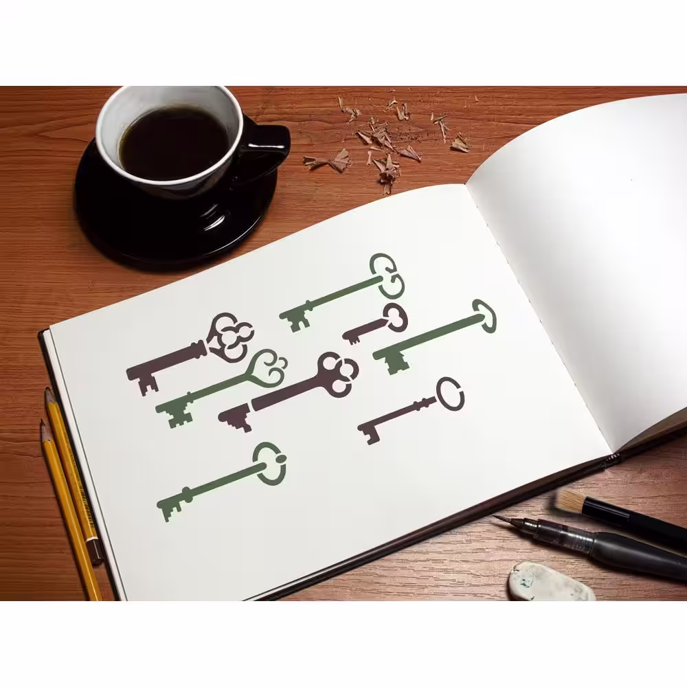 Stencil1 Skeleton Keys Stencil (8-Pack)