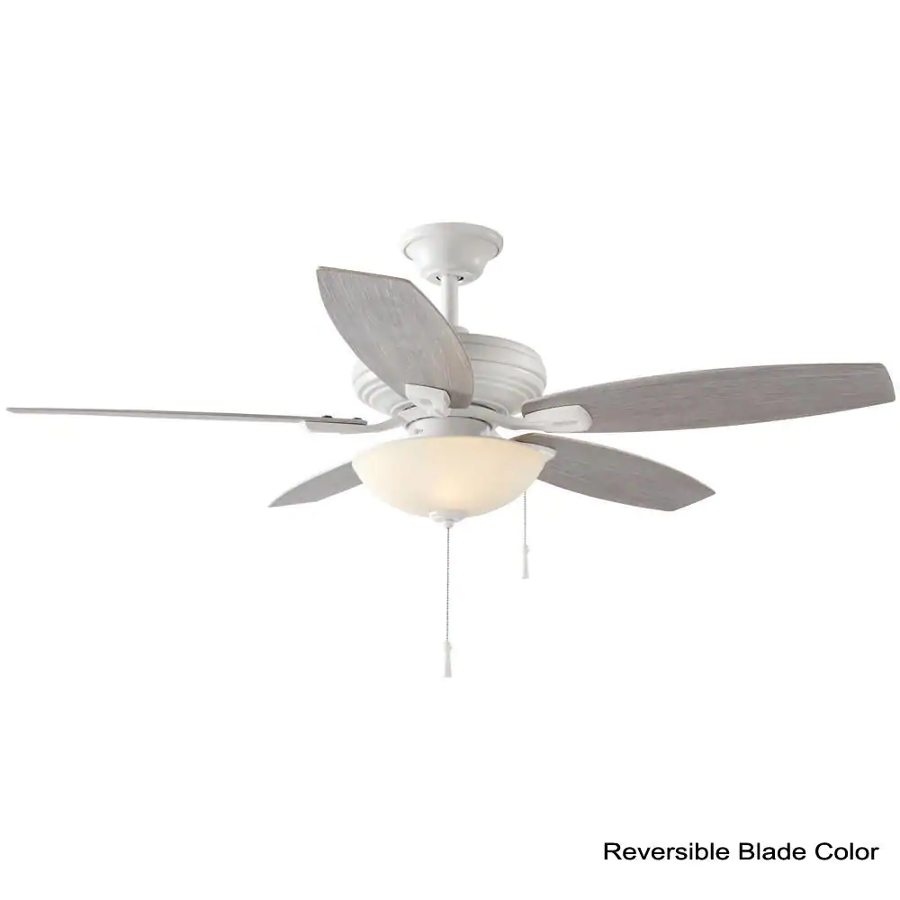 Hampton Bay North Pond 52 in. Indoor/Outdoor LED Matte White Ceiling Fan with Light Kit, Reversible Motor and Reversible Blades
