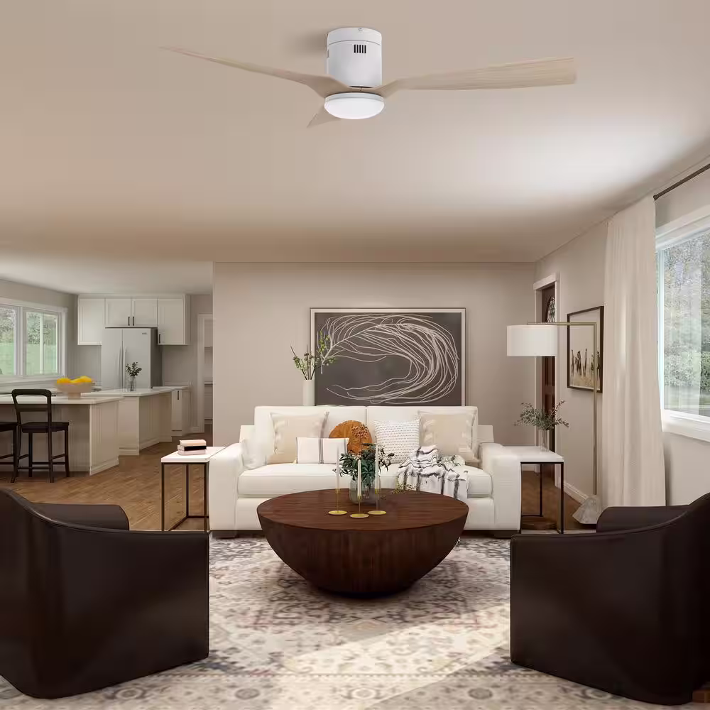 CARRO Striver 52 in. Dimmable LED Indoor White Smart Ceiling Fan with Light and Remote, Works with Alexa and Google Home