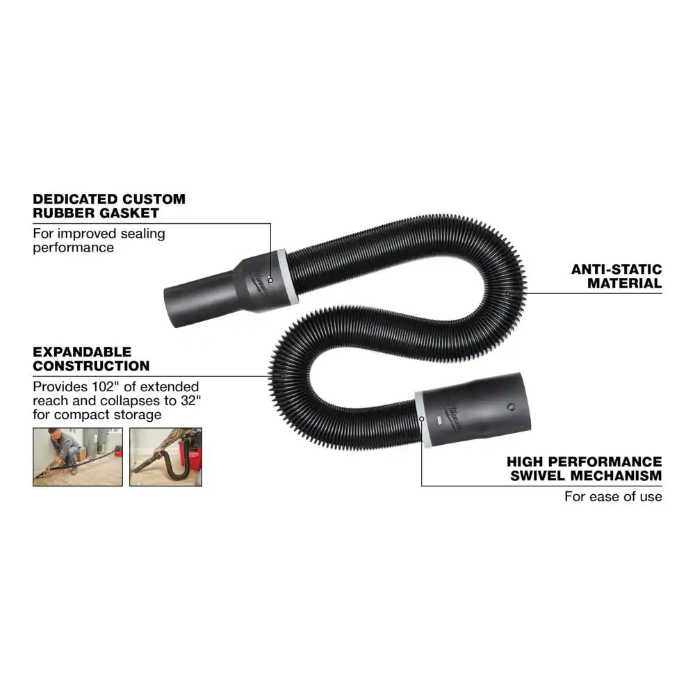 Milwaukee 1-7/8 in. 32 in. - 102 in. Expandable Hose for Wet/Dry Shop Vacuums (1-Piece)