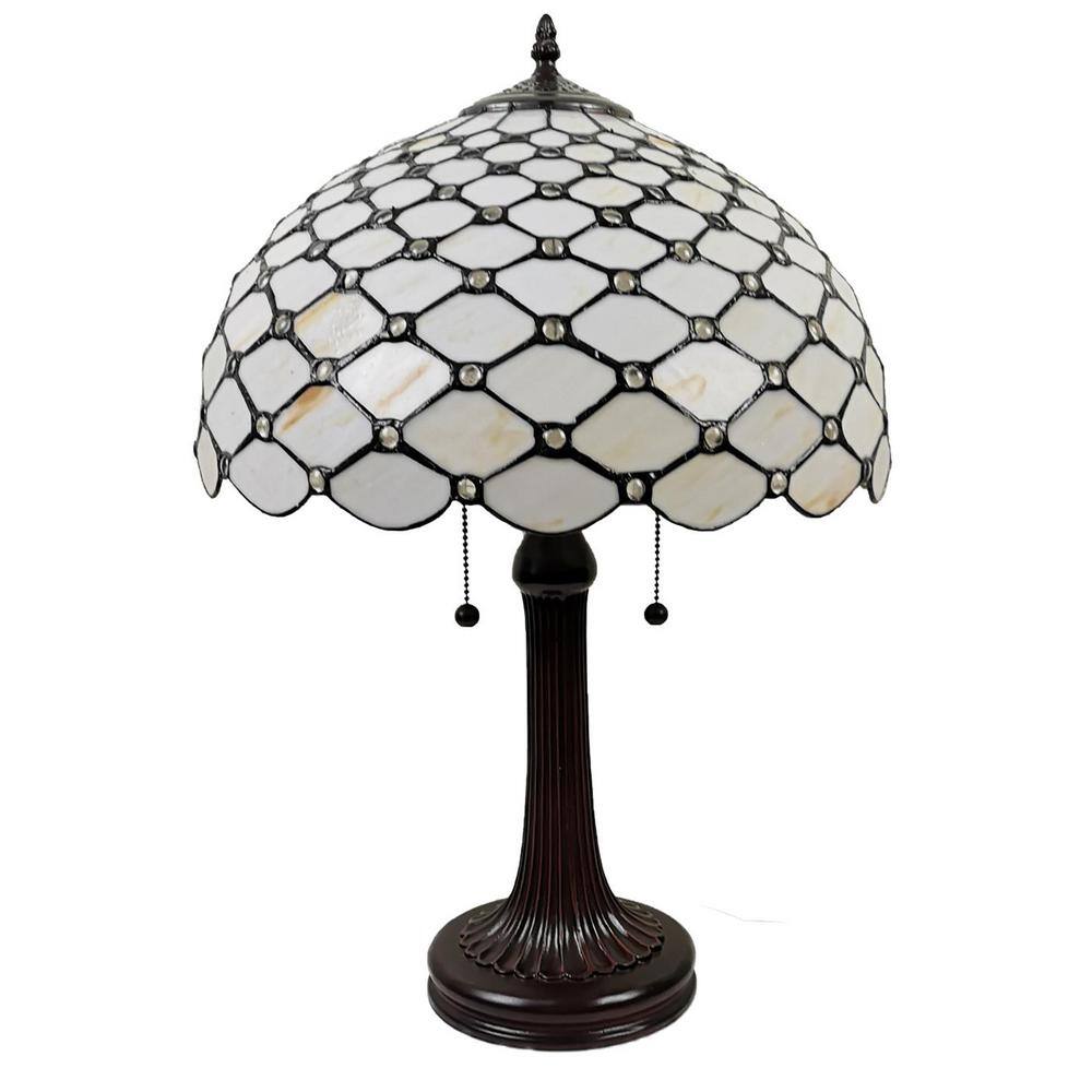 Amora Lighting 26 in. Tiffany Style Jeweled Table Desk Banker Lamp