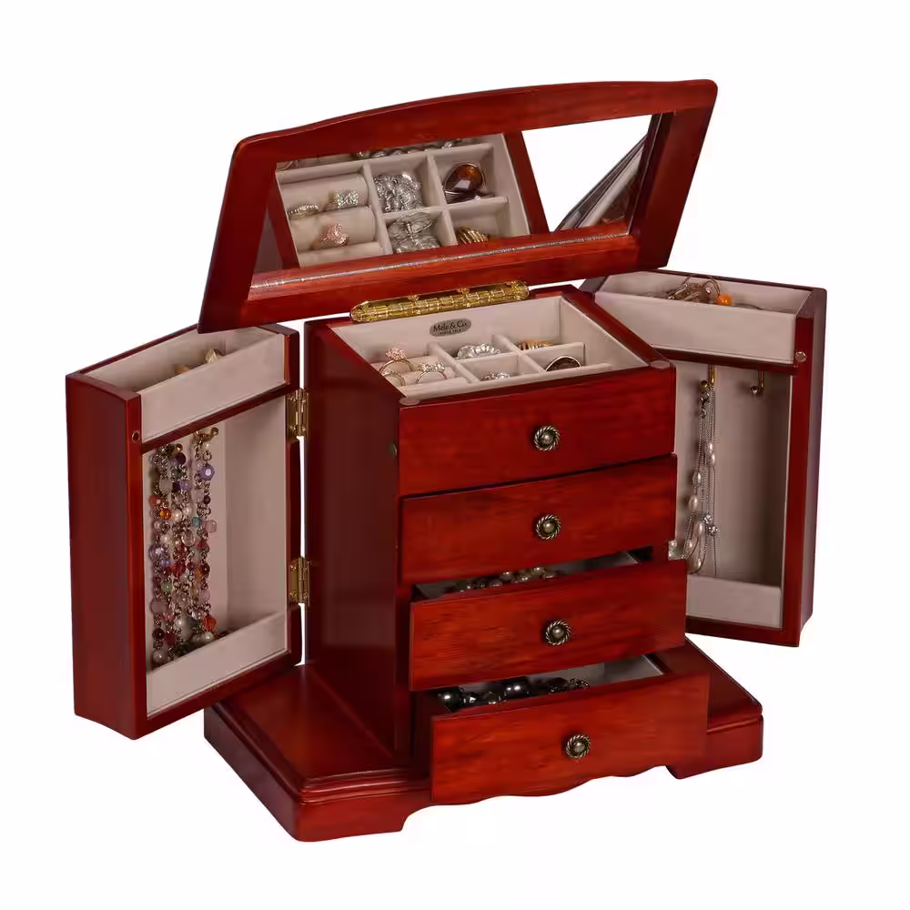 Mele & Co Harmony Cherry Finish Wooden Jewelry Box