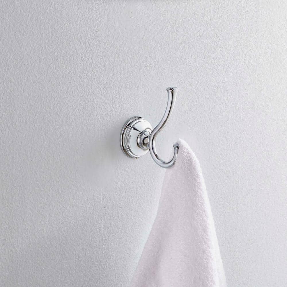 Delta Cassidy Double Towel Hook Bath Hardware Accessory in Polished Chrome