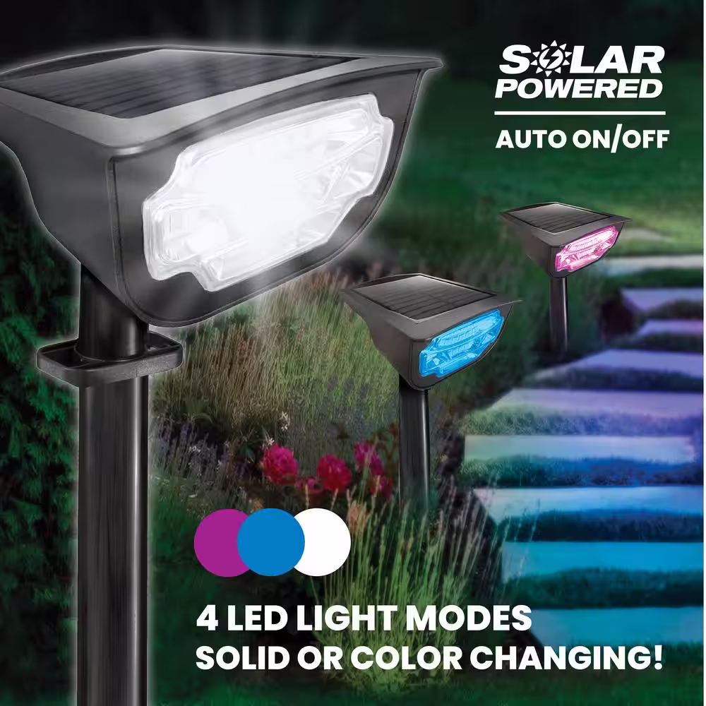 Bell + Howell Bionic Color Burst Black Solar Powered 4 Mode Integrated LED Weather Resistant Path Lights (4-Pack)