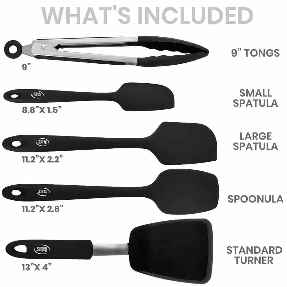 Kaluns Heat Resistant Rubber Silicone Spatula (Set of 5)