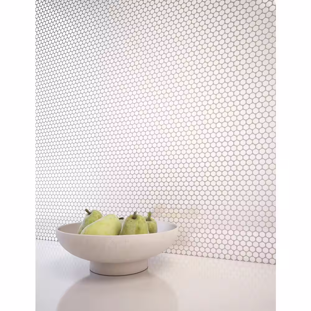 SpeedTiles Take Home Sample - Penny WH White 4 in x 4 in x 0.2 in Metal Peel and Stick Wall Mosaic Tile (0.11 sq.ft/Each)