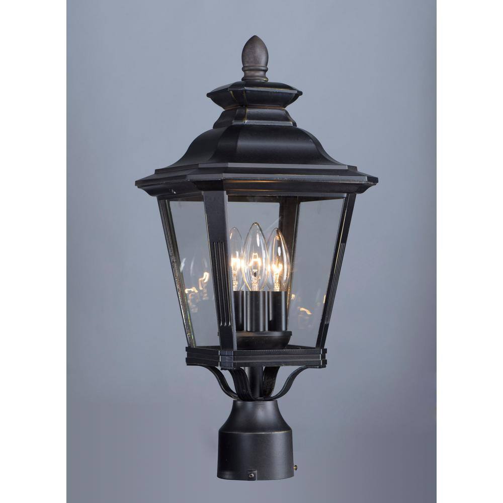 Maxim Lighting Knoxville 9 in. Wide 3-Light Outdoor Bronze Post Light