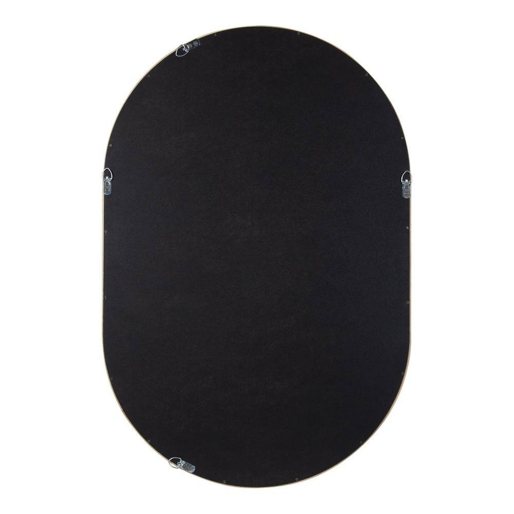 Kate and Laurel Hutton 36 in. x 24 in. Scandinavian Oval Natural Framed Decorative Wall Mirror