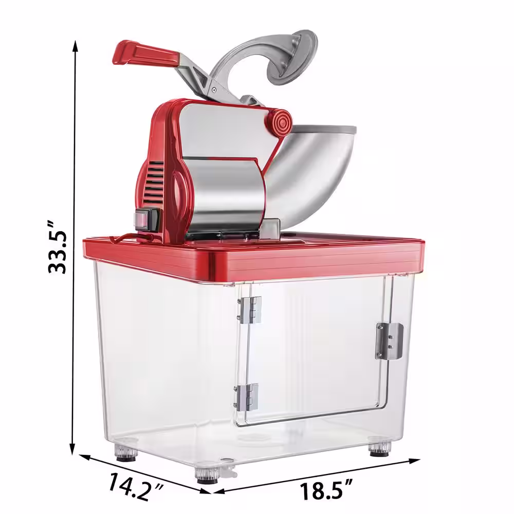 VEVOR 1150 oz. Commercial Ice Crusher 440 LBS/H 300W Red Snow Cone Machine Stainless Steel Shaved Ice Machine, 110V