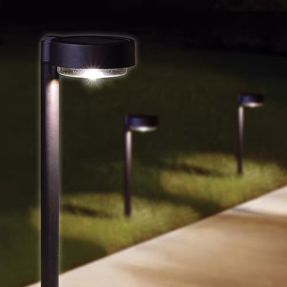 Hampton Bay Aniston Oil-Rubbed Bronze LED Outdoor Solar Landscape Path Lights 15 Lumens (4-Pack)