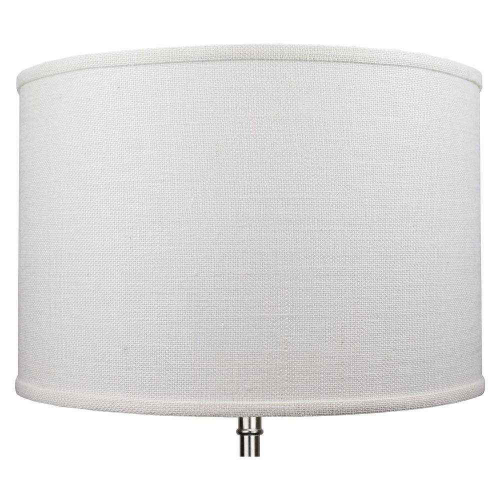 FenchelShades.com 18 in. Top Diameter x 18 in. Bottom Diameter x 12 in. H Burlap Off White Drum Lamp Shade