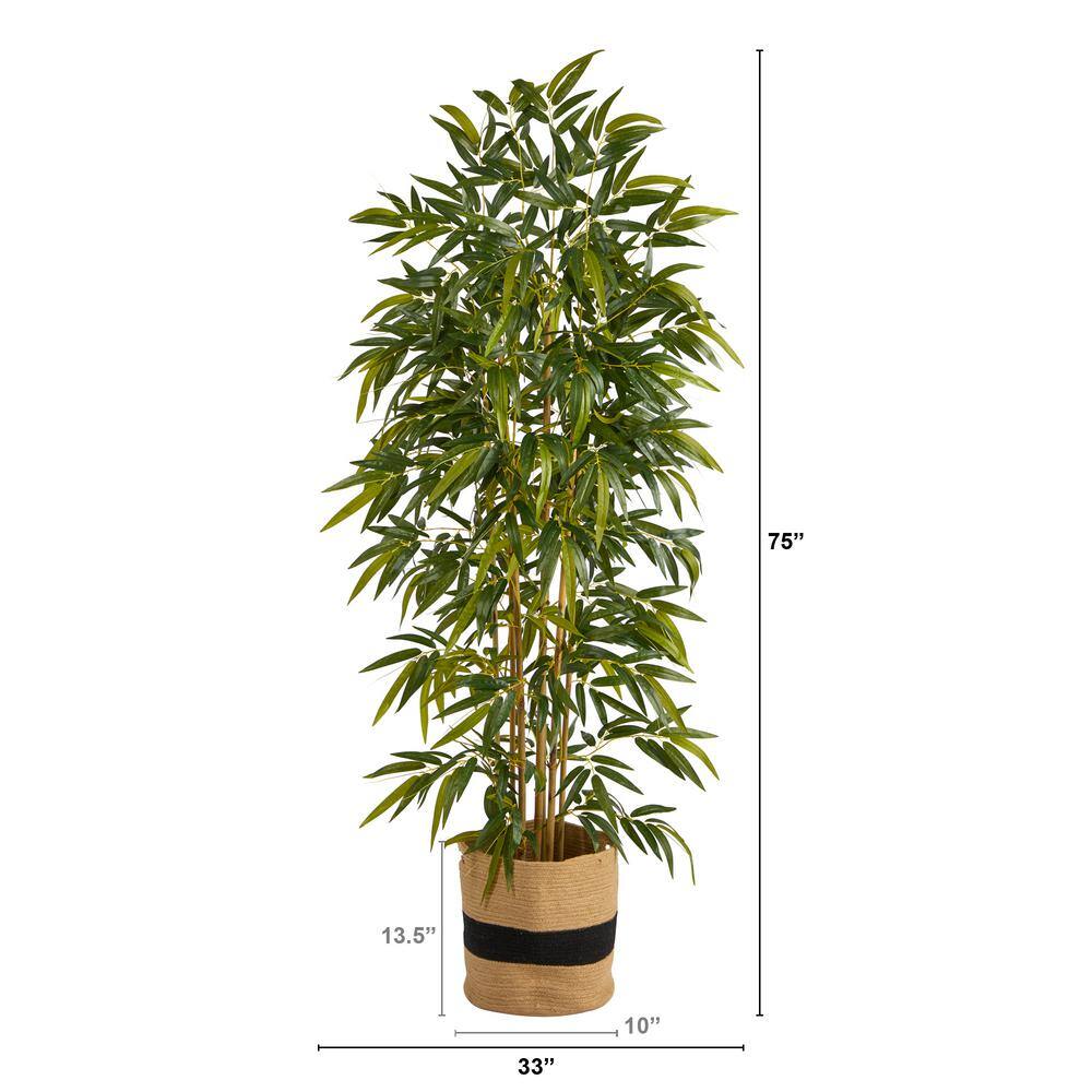 Nearly Natural 75 in. Green Bamboo Artificial Tree in Handmade Natural Cotton Planter