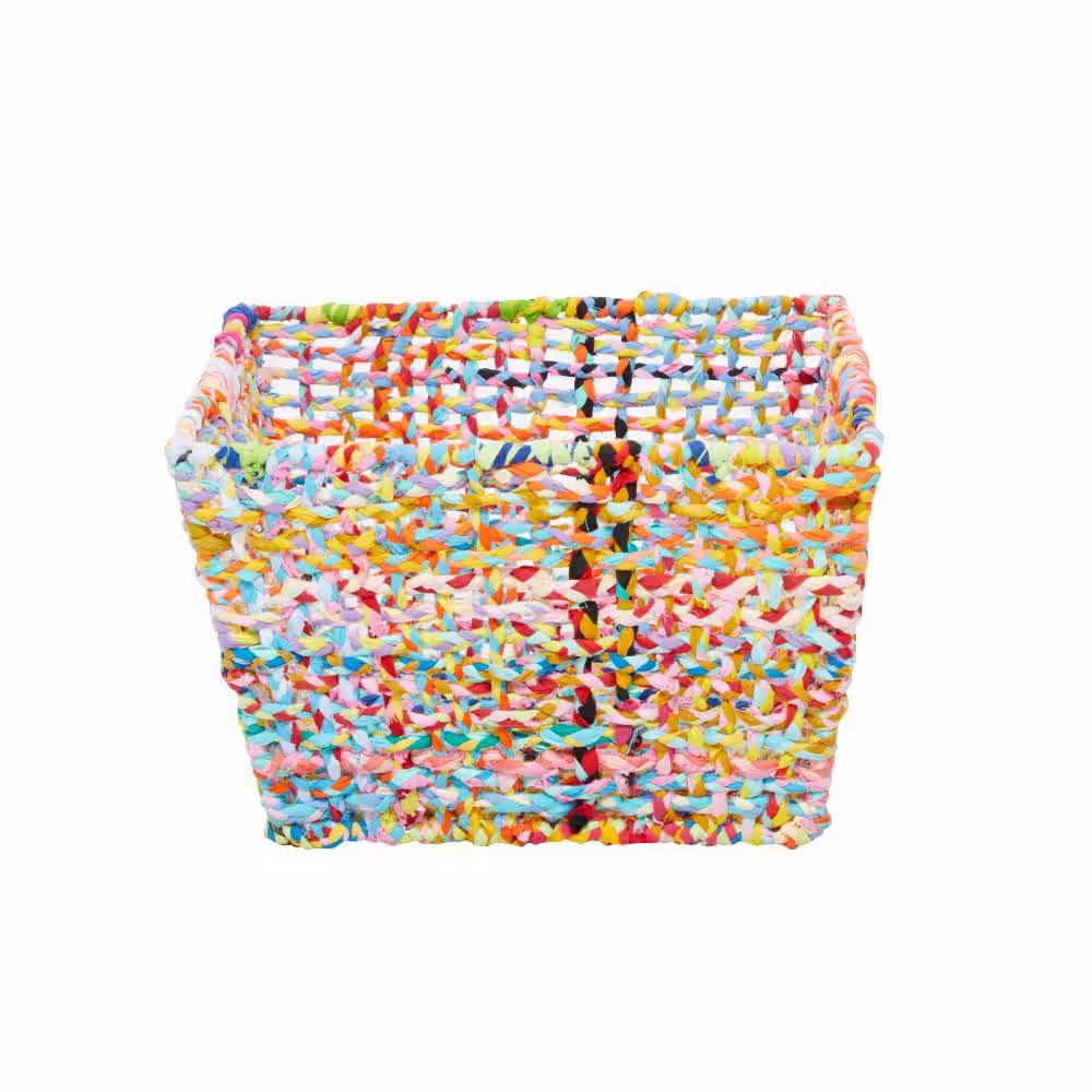 Litton Lane Cotton Handmade Storage Basket with Handles