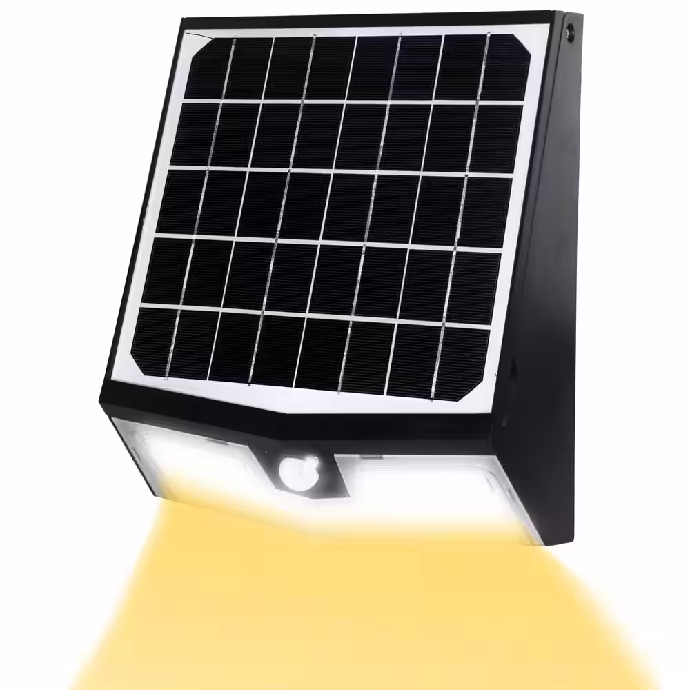 TotalLEDS 60-Watt Equivalent, 40K Integrated LED Black Solar Wall Pack