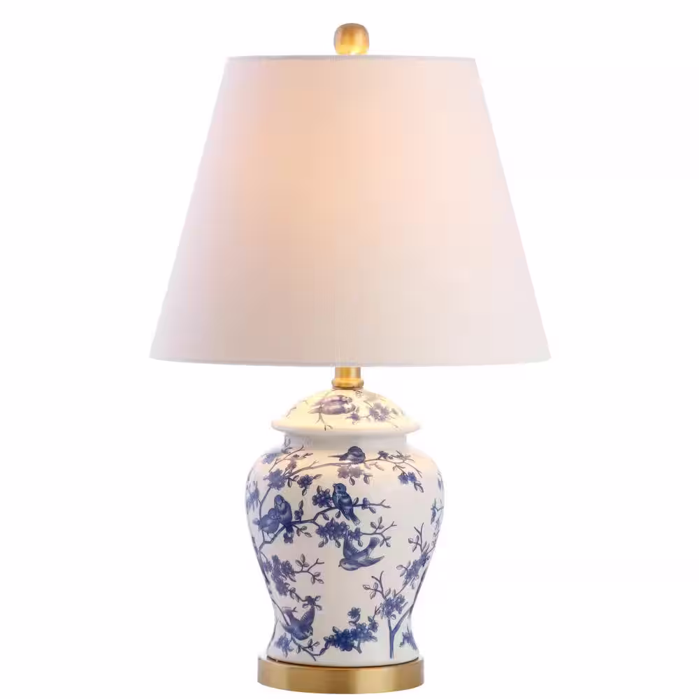 JONATHAN Y Penelope 22 in. Blue/White Chinoiserie Table Lamp