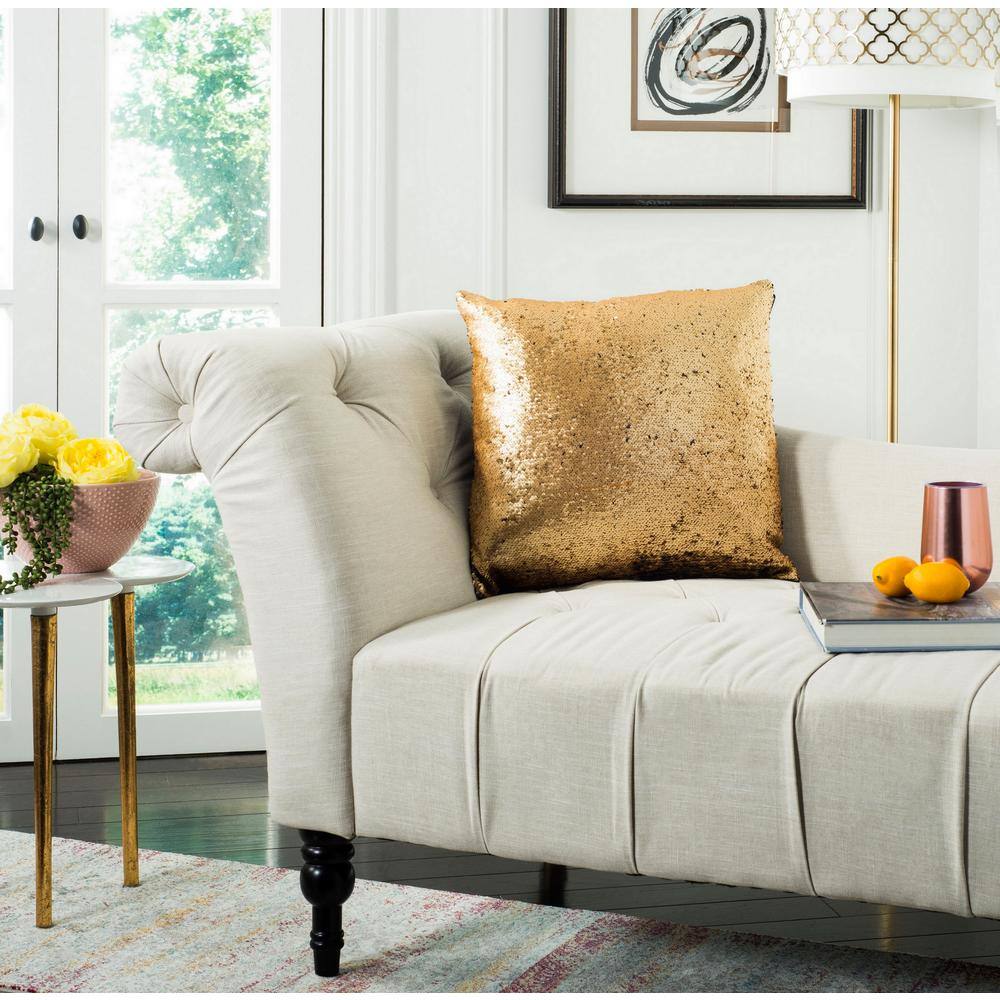 SAFAVIEH Talon Two-Tone Gold/Black 18 in. x 18 in. Throw Pillow