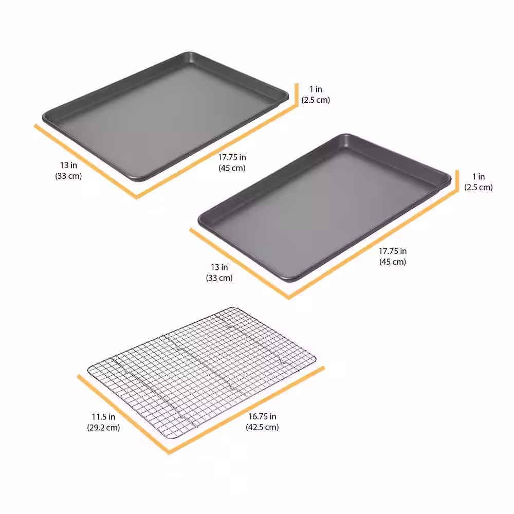 Chicago Metallic Professional Non-Stick Cookie/Jelly-Roll Pan Set with Cooling Rack