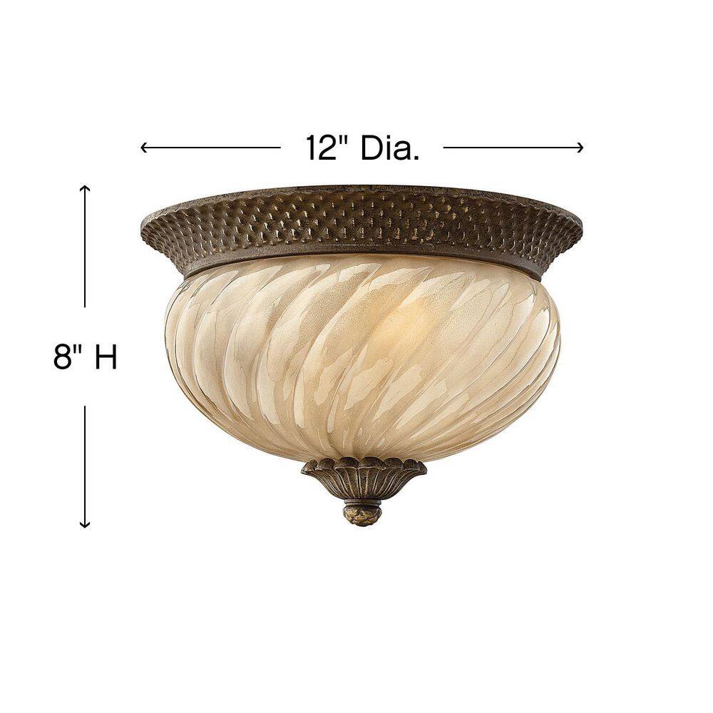HINKLEY Plantation 2-Light Pearl Bronze Outdoor Flush Mount Light