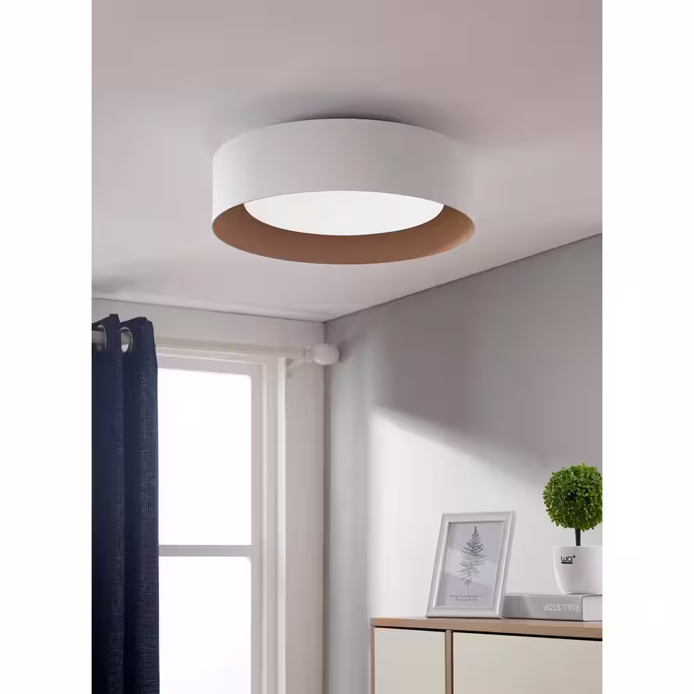 Bromi Design Lynch 15.75 in. 3-Light White and Beige Flush Mount Ceiling Light