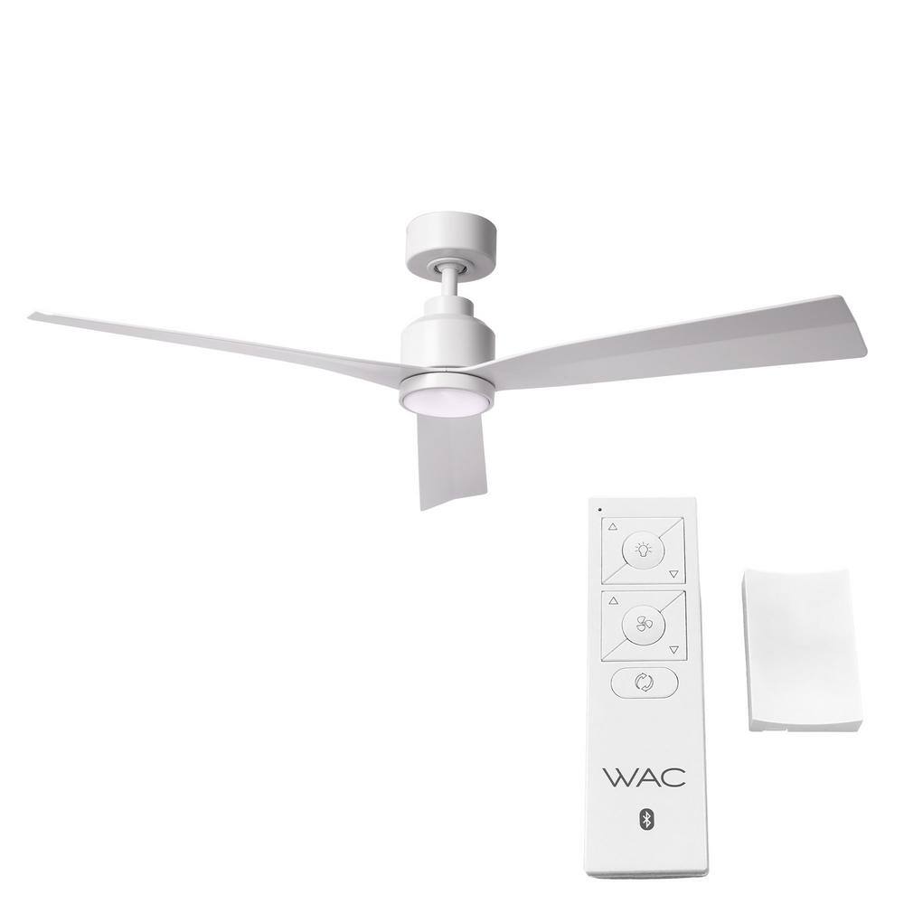 WAC Lighting Clean 52 in. Indoor/Outdoor Matte White 3-Blade Smart Compatible Ceiling Fan with LED Light Kit and Remote Control