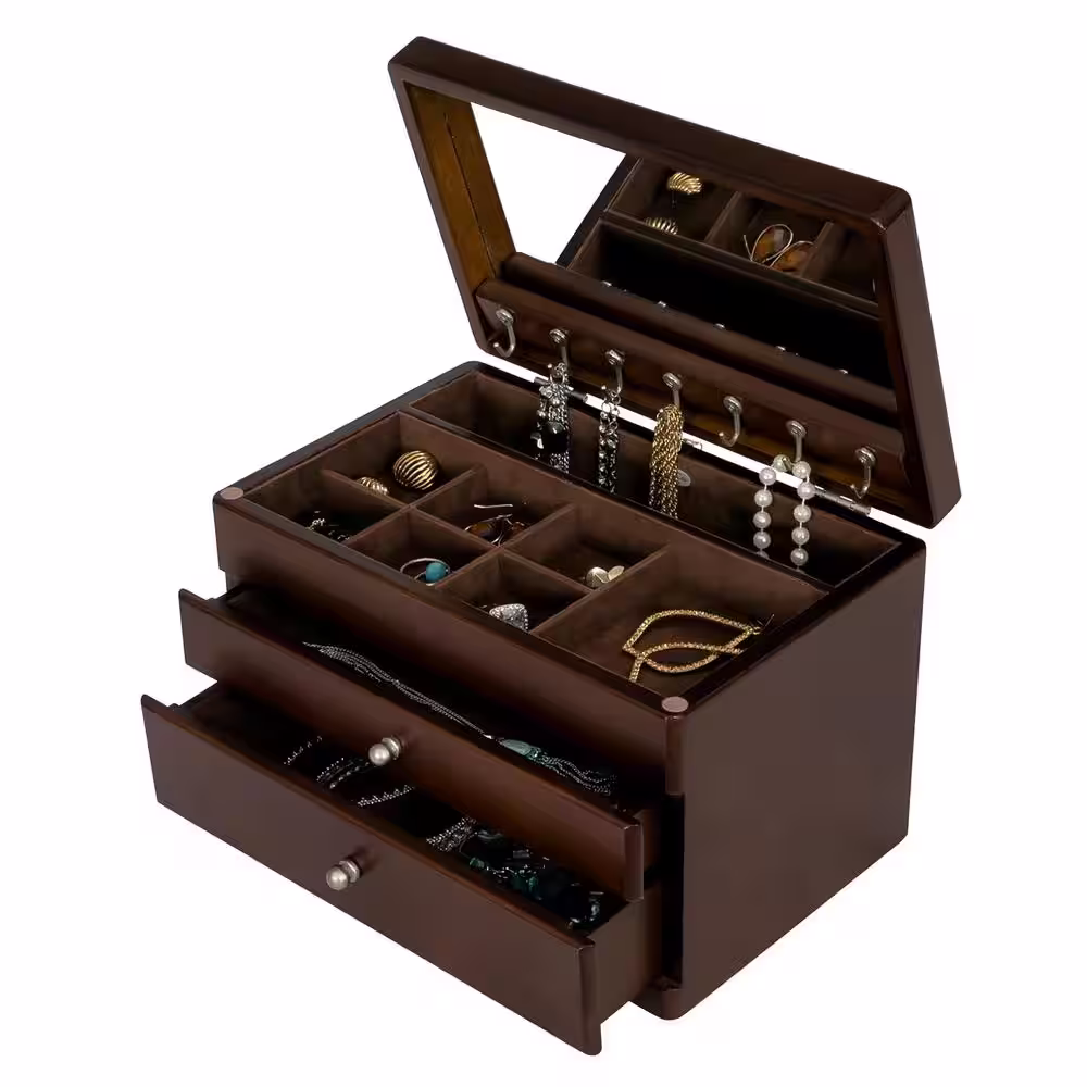 Mele & Co Brisbane Walnut Wooden Jewelry Box