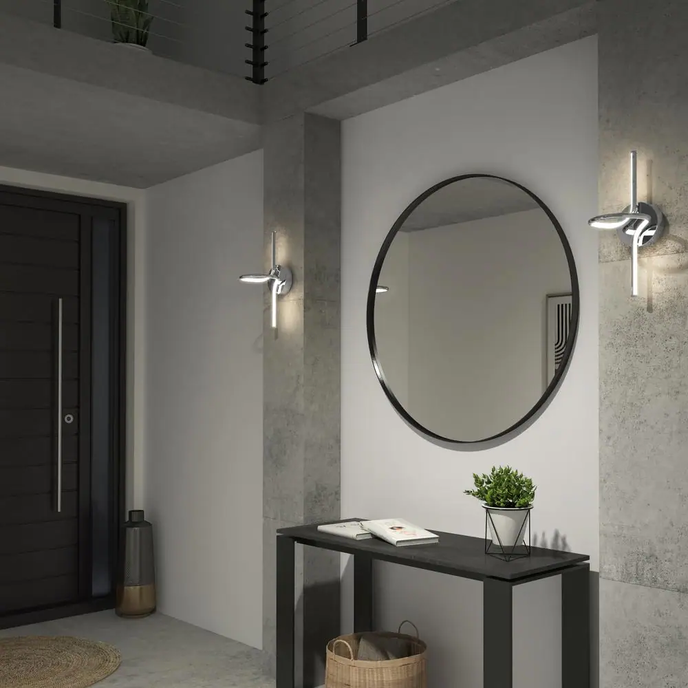 Artika Swirl Mini 8.9 in. 1-Light Chrome Modern Dimmable Integrated LED 3 CCT Wall Sconce for Bathroom