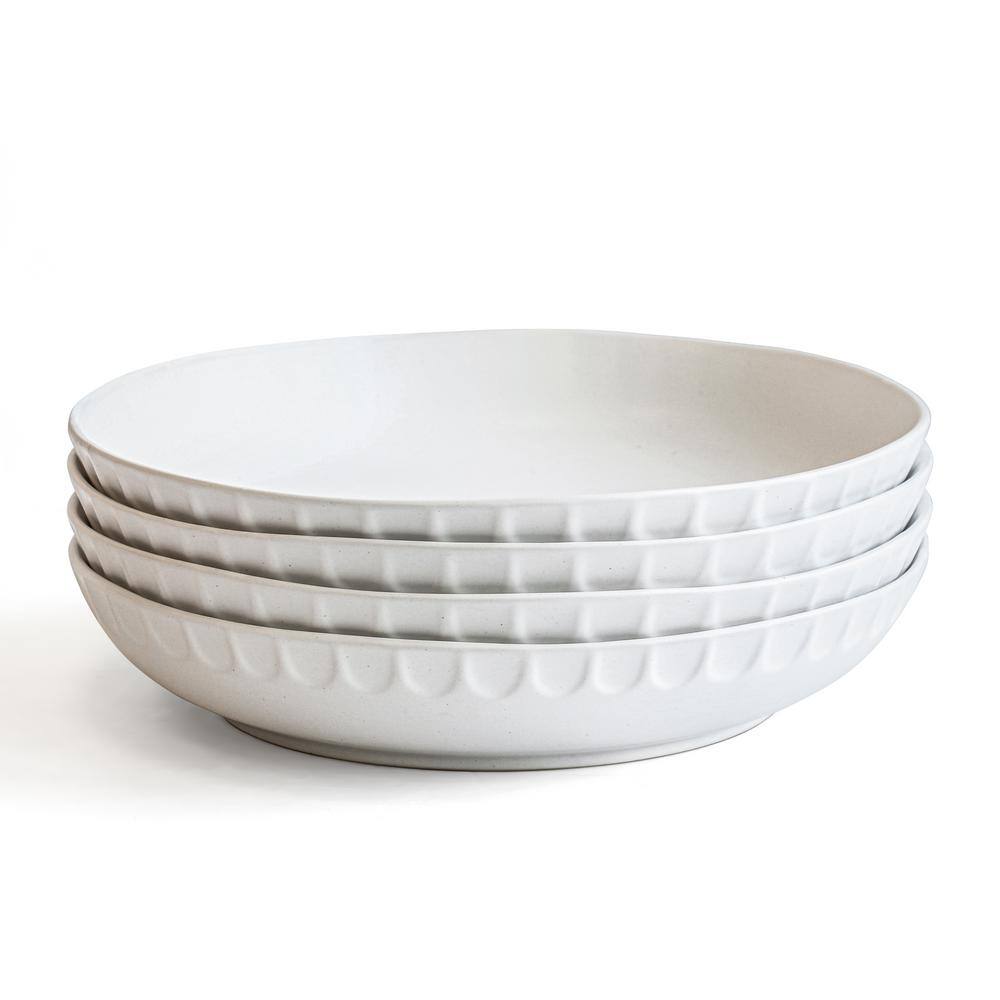 Over and Back 32 oz. White Stoneware Bowl (Set of 4)