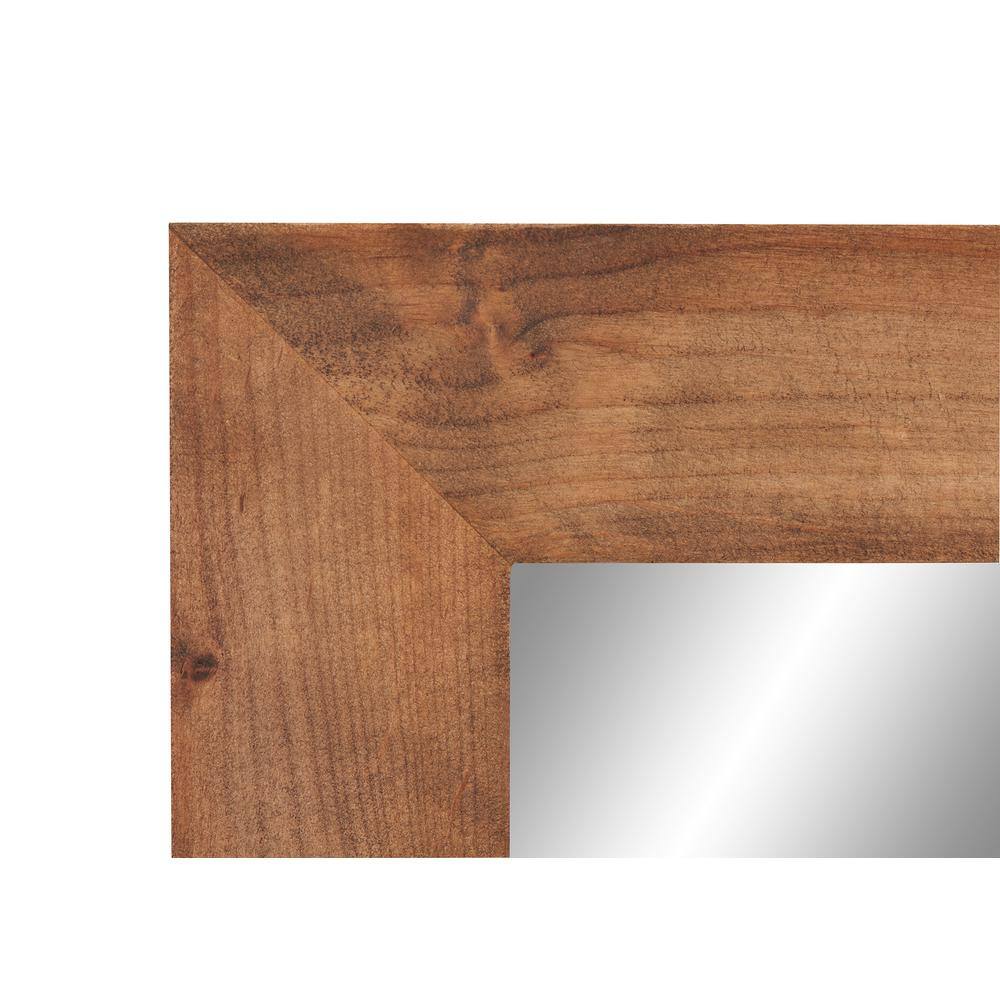 None 31 in. x 24 in. Farmhouse Rectangle Solid Wood Framed Walnut Bathroom Vanity Wall Mirror (Set of 2)