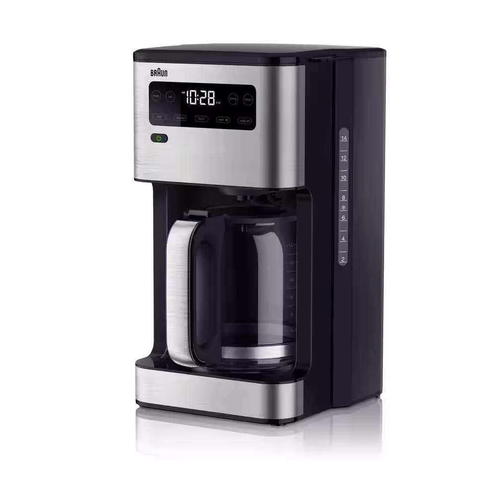 Braun KF5650BK PureFlavor 14- Cup Black and Stainless Steel Programmable Drip Coffee Maker with FastBrew System