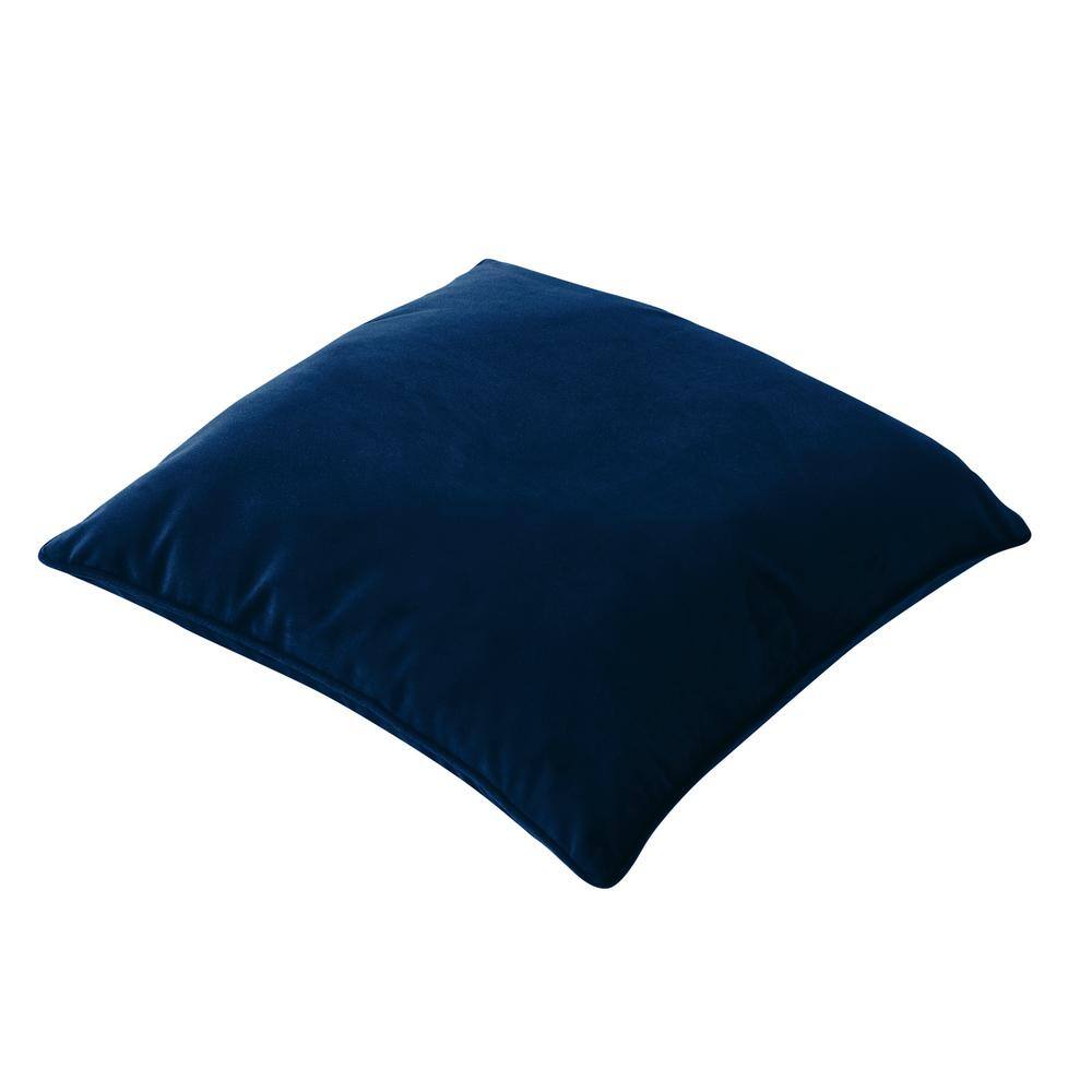None Soft Velvet Square Navy 18 in. x 18 in. Throw Pillow