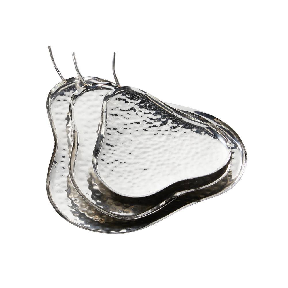 Litton Lane Silver Stainless Steel Contemporary Tray (Set of 3)