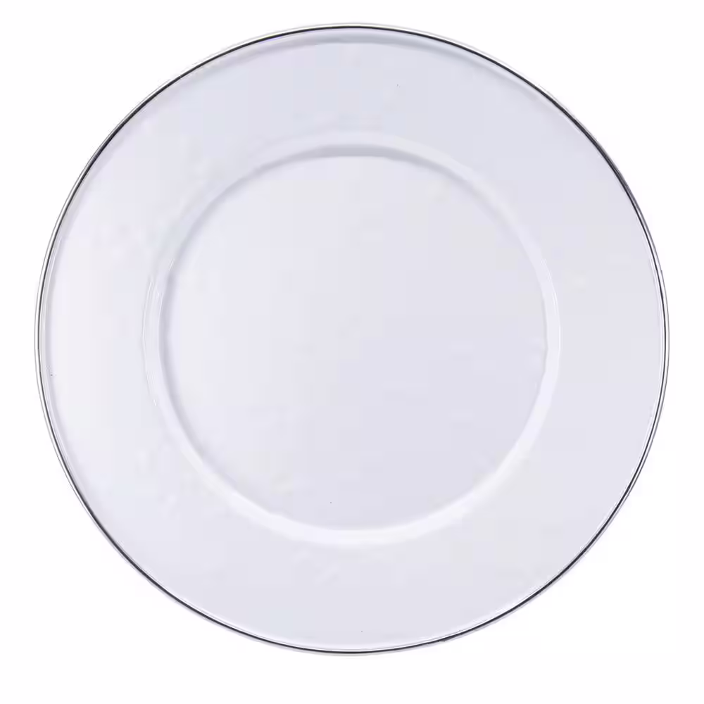 Golden Rabbit 8.5 in. Solid White Enamelware Round Sandwich Plate Set of 4